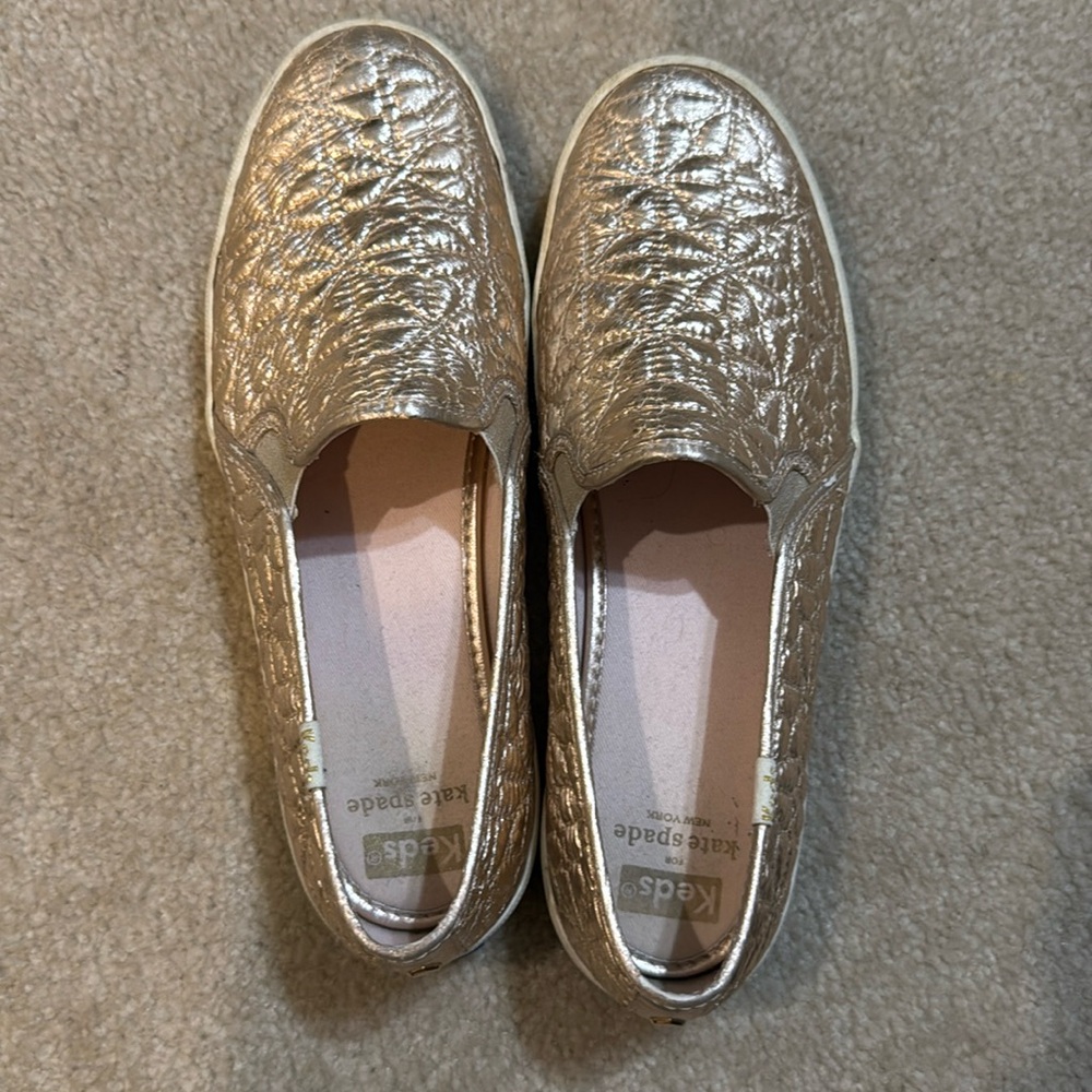 Kids x Kate Spade rose gold slip on sneakers